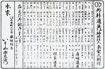 日本橋薬酒問屋『鰯屋』価格表
